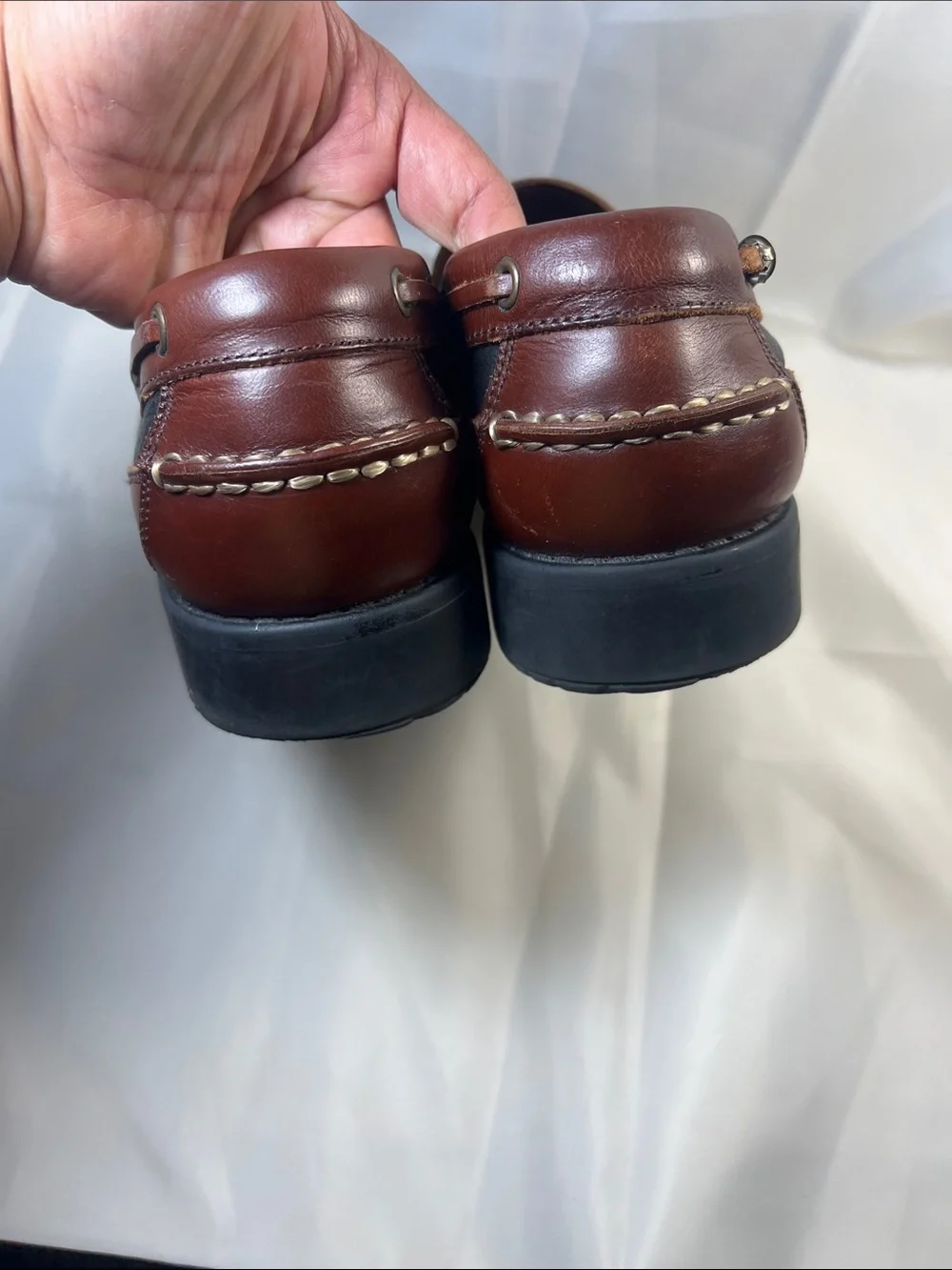 Bass Men's Chestnut & Black Leather Penny Loafers